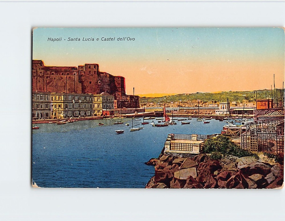 Postcard Santa Lucia e Castel dell'Ovo Naples Italy