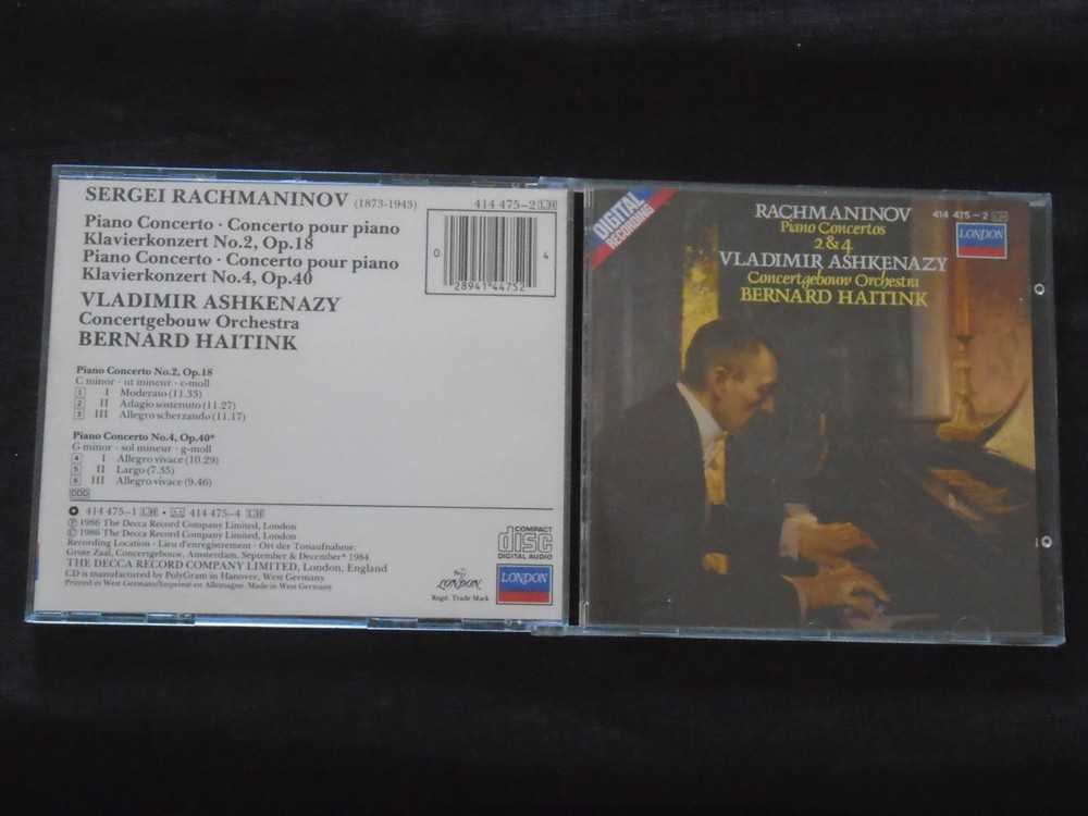 Rachmaninov - Piano Concertos 2 & 4 Ashkenazy Haitink German CD FREE SHIPPING