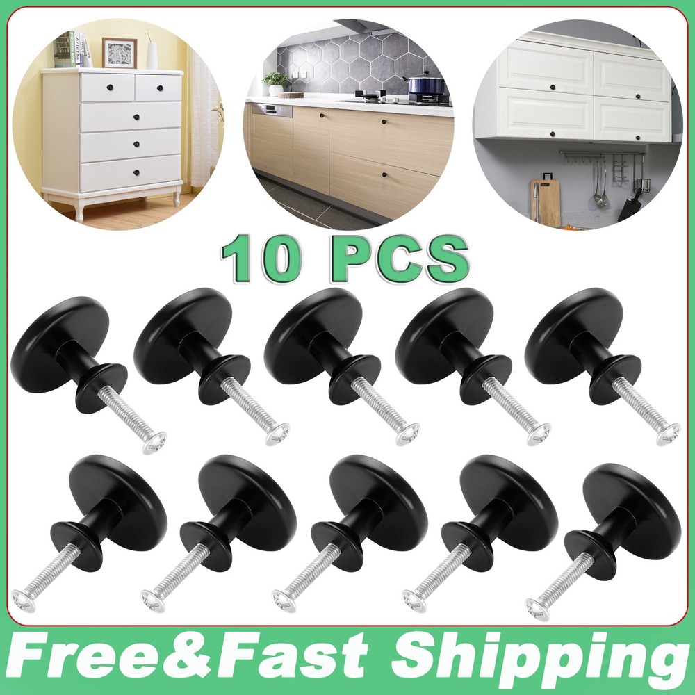 10 PCS Cabinet Knobs Hardware Bedroom Kitchen Drawer Cupboard Handle Pulls Black