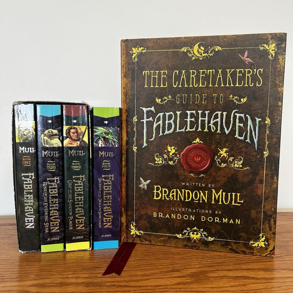 Fablehaven Books 1-4 + Caretaker’s Guide Brandon Mull Hardcover Fantasy Lot