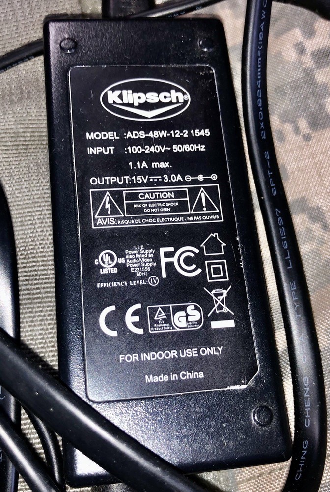 Klipsch AC Adapter Charger ADS-48W-12-2 1545 Power Supply Genuine OEM iGroove