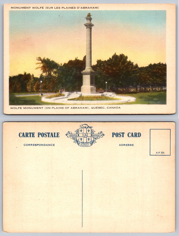 Wolfe Monument Quebec Canada Postcard