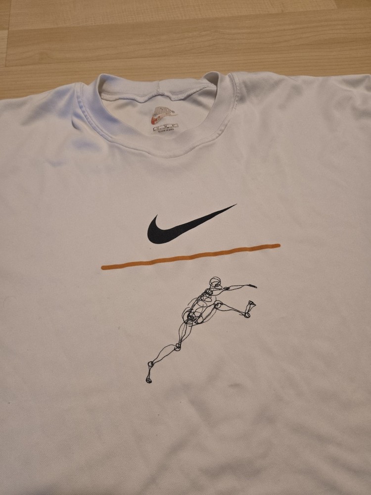 Vintage Nike Shirt Mens M White Runner Made in USA 90s Running Man White
