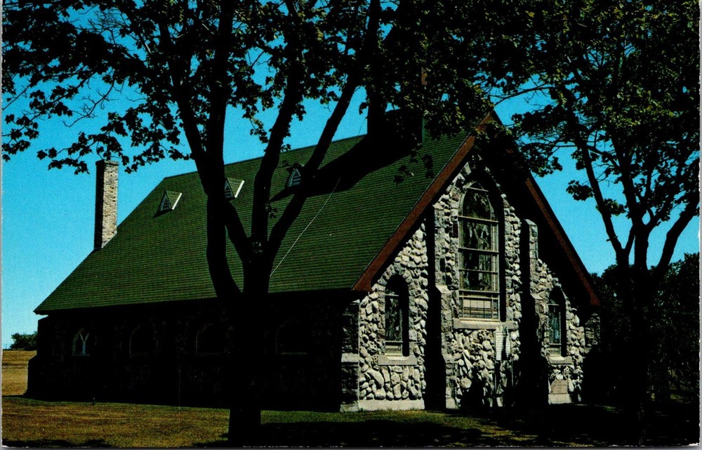 Little Stone Church Mackinac Island Michigan Vintage Postcard