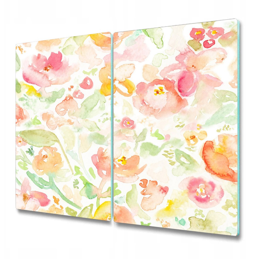 Glass Chopping Board Utensil Board Watercolour hand painted flowers rainbow