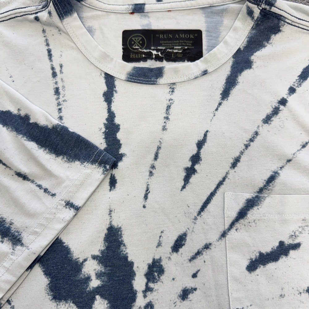 Roark Shirt Mens L White Tie Dye Graphic Crewneck Short Sleeve Cotton Run Amok