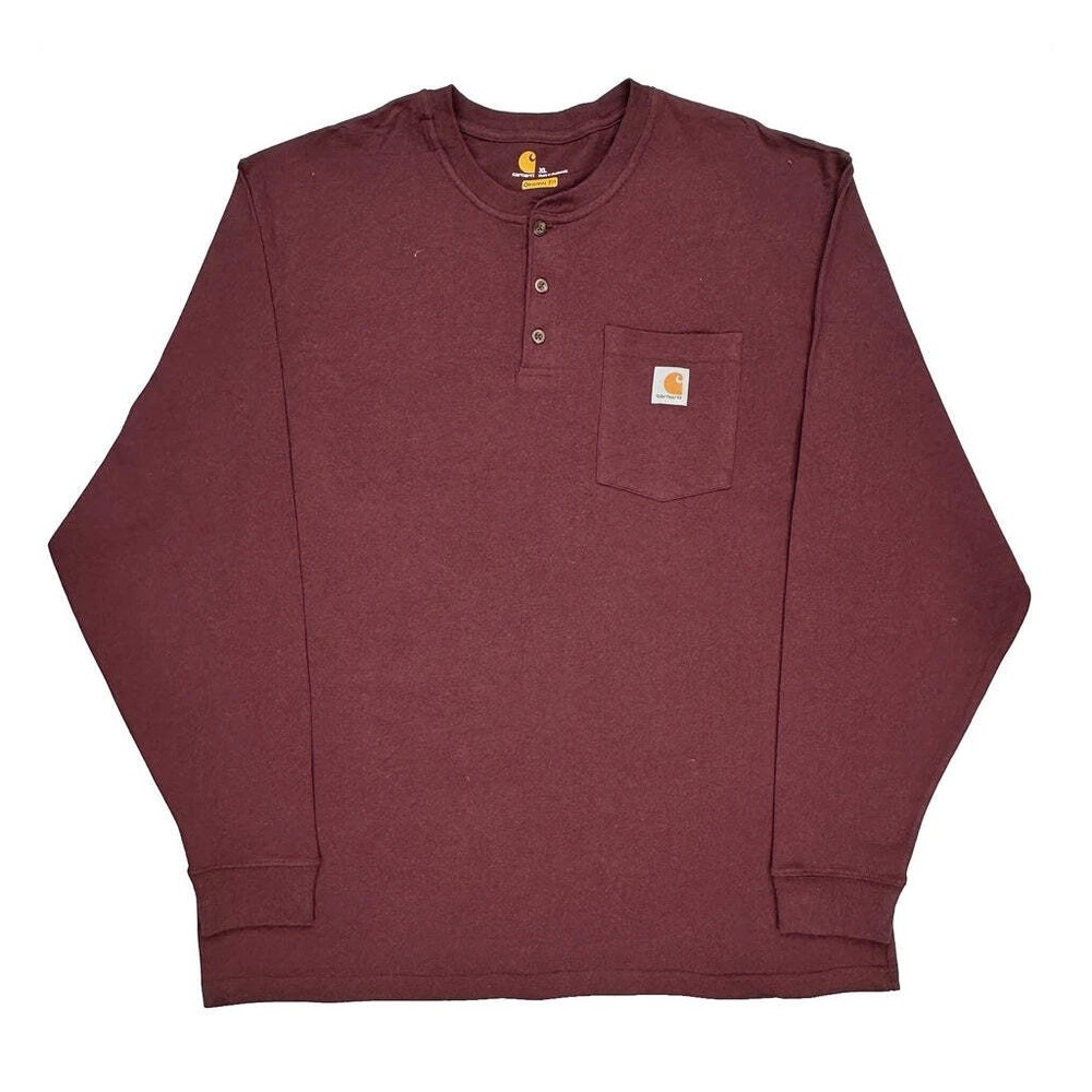 Carhartt Long Sleeve T-Shirt - XL Burgundy Cotton