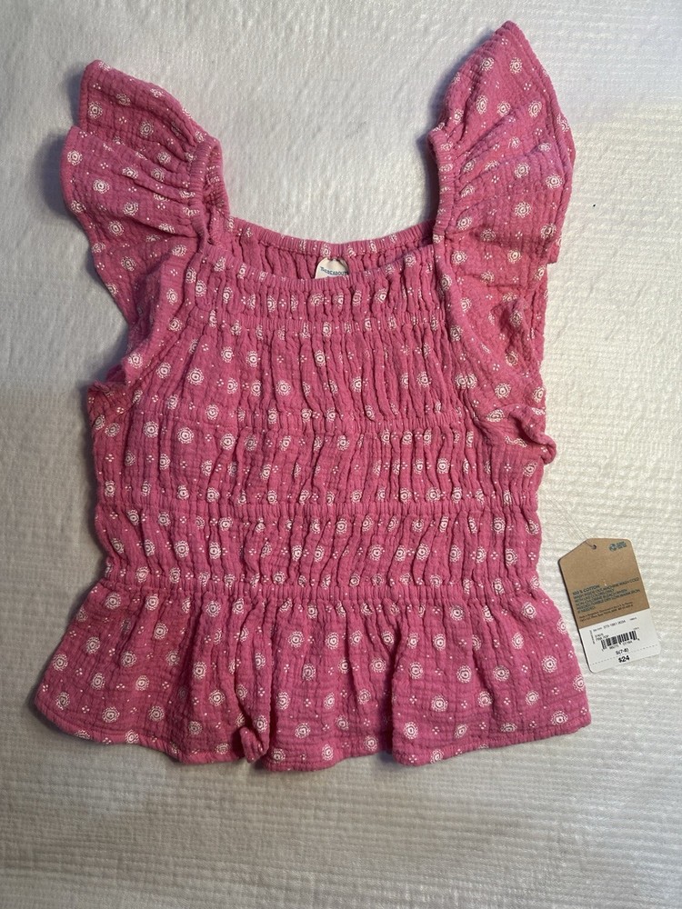 Thereabouts Girls Pink Ruffle Sleeveless Knit Blouse S 7/8 100% Cotton