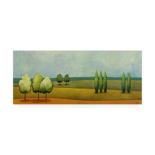 8x19 Green Tuscan Landscape Painting by Pablo Esteban