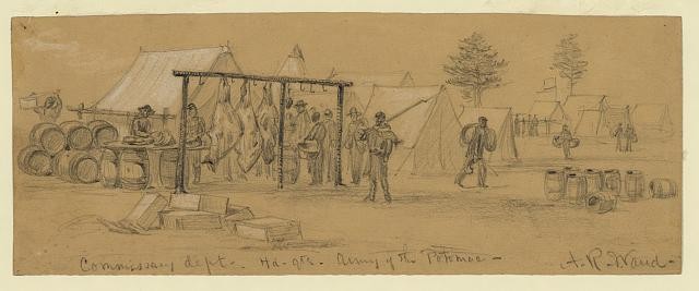 Army of the Potomac Commissary Dept Headquarters 1863 March Camp Scene