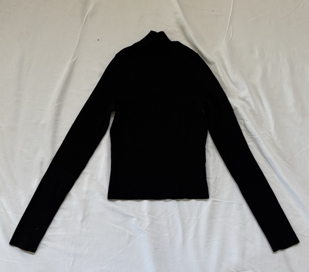 H&M Women’s Black Ribbed Knit Mock Neck Long Sleeve Cropped Top Size S