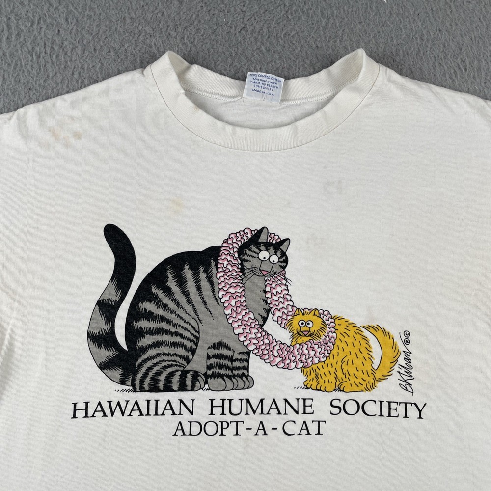 Vtg Crazy Shirts M Shirt Hawaiian Humane Society Adopt A Cat Hawaiian USA Made