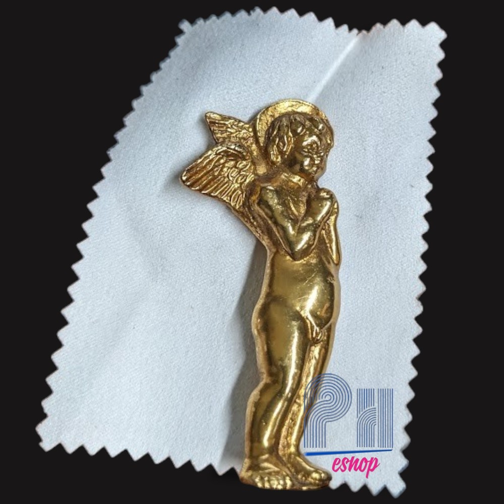 Gold Tone Angel Brooch Winged Halo Figure Pin Religious Symbolic Jewelry