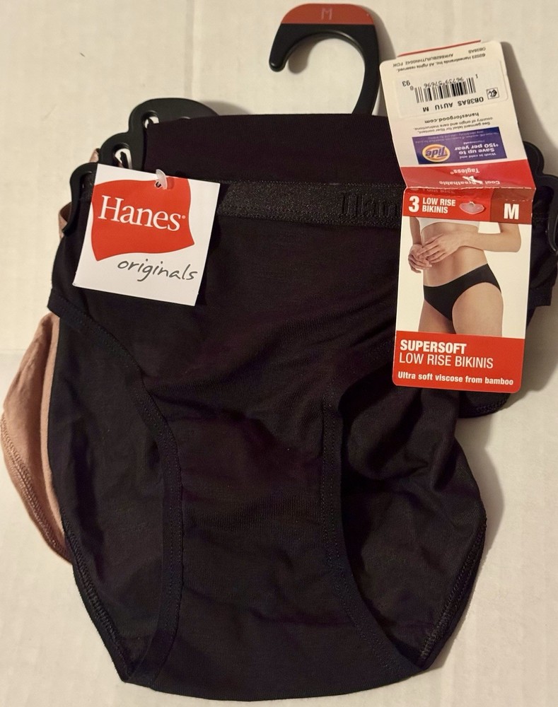 Women’s Hanes Originals Supers Soft Low Rise Bikini Underwear 3-Pack Size Medium