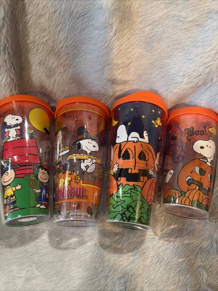 Tervis Tumbler Peanuts Snoopy Lot Of 4 Halloween Theme