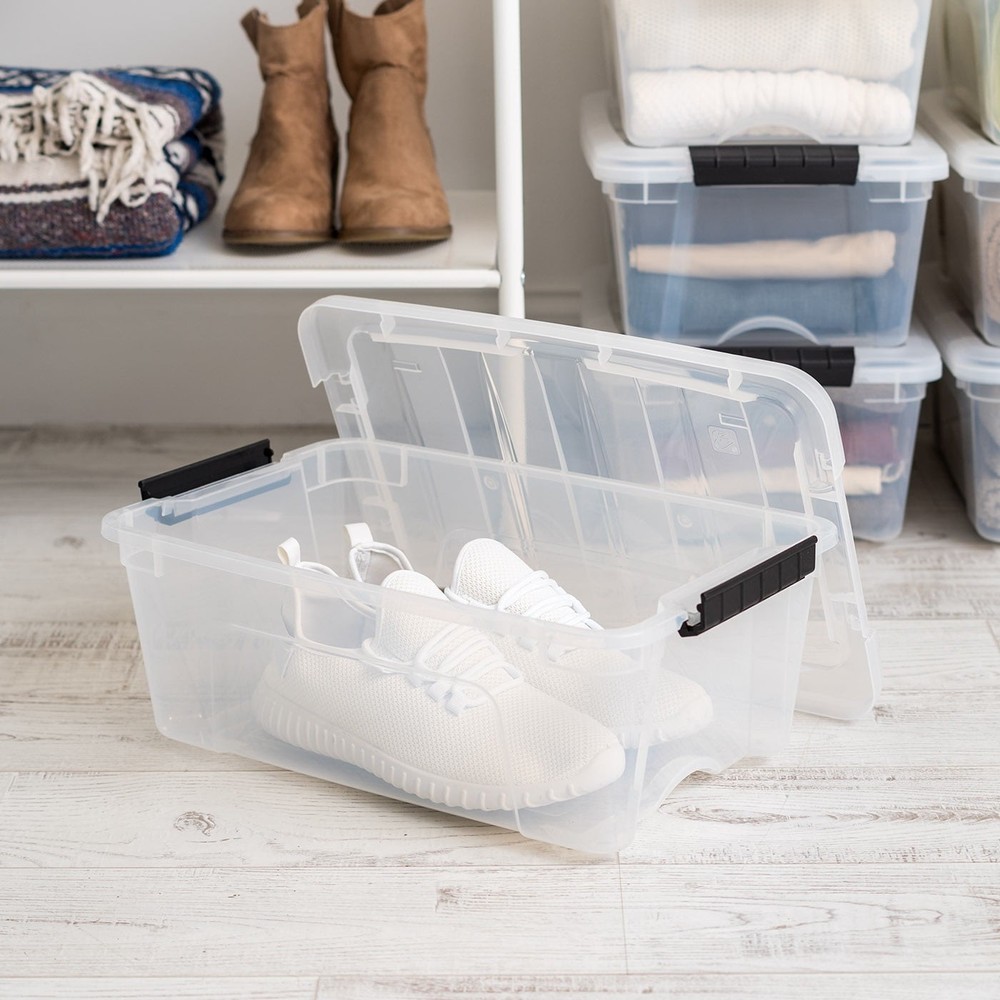 IRIS 12.95 Qt. Plastic Storage Bin with Lid, Stackable Storage Containers, Tote