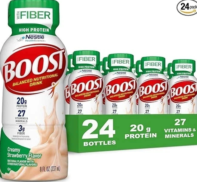 BOOST High Protein with Fiber Ready to Drink Creamy Strawberry 8floz Bottle 24pk