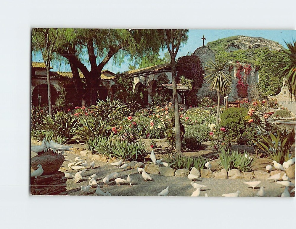 Postcard Front Garden Mission San Juan Capistrano California USA