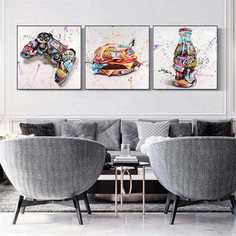 Abstract Street Graffiti Art Canvas Painting Prints And Posters Wall Art Decor-image