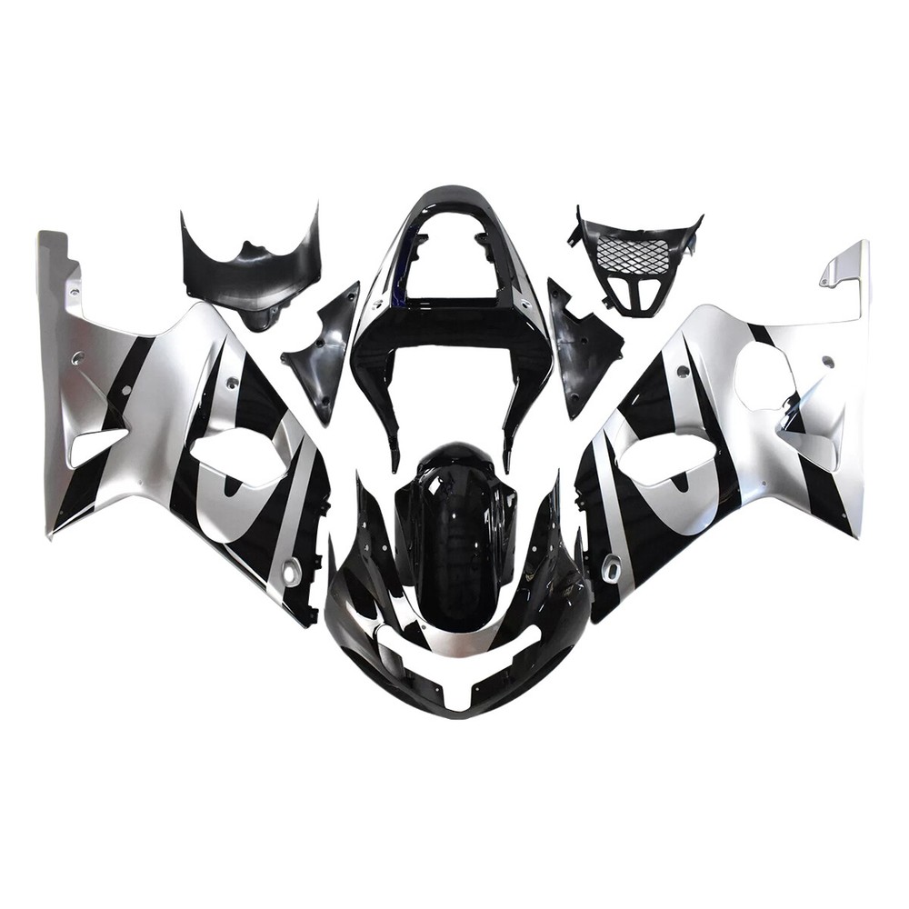 Black Silver Bodywork Kit for Suzuki GSXR1000 2000 2001 2002 K1 Plastic Fairings