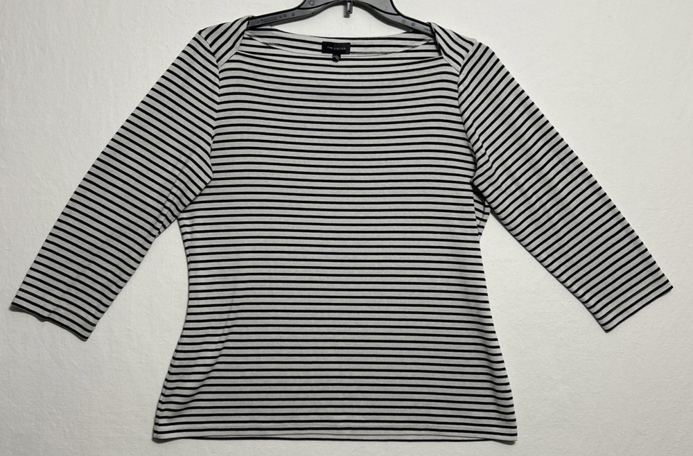 The Limited Women’s Square Neck Black & White Striped 3/4 Sleeve Top Size XL