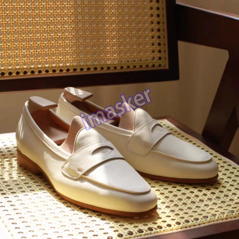 Italian Style Slip on Loafer Formal Dress Real Leather Mens Shoes Belgian Spring