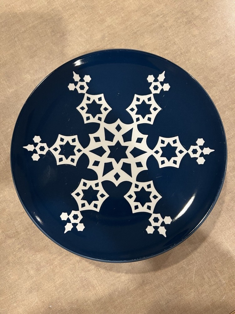 NORITAKE Colorwave Blue- Set of 4 Christmas Accent Salad Plates Snowflakes-image