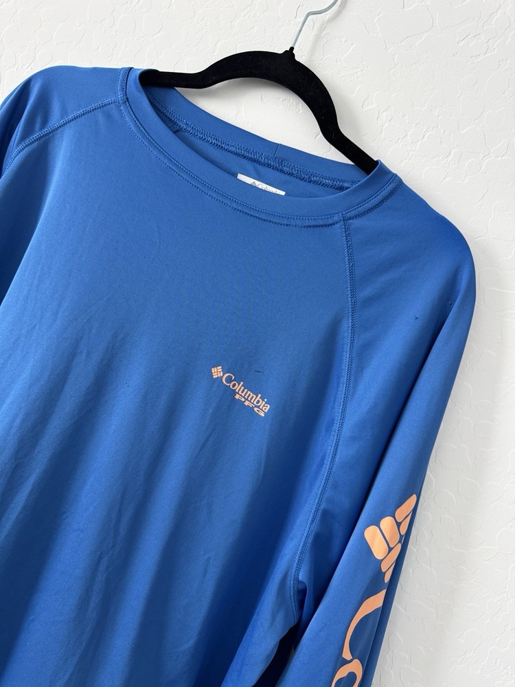 Columbia PFG Omni Shade Sun Protection Long Sleeve Shirt Blue Fishing Mens XL