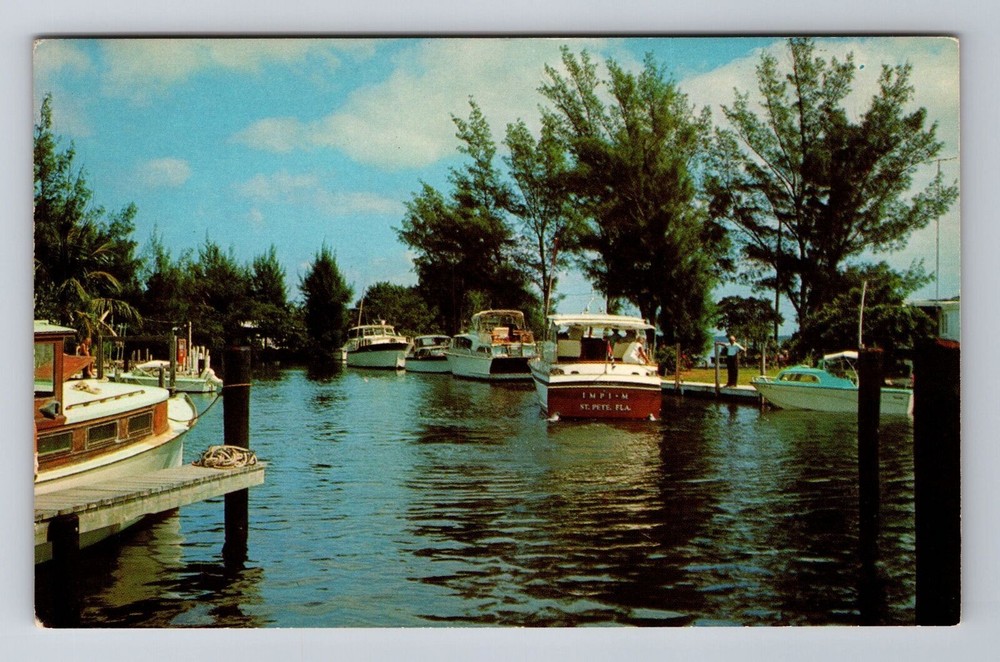 Anna Maria FL-Florida, Yacht Basin And Marina, Antique Souvenir Vintage Postcard
