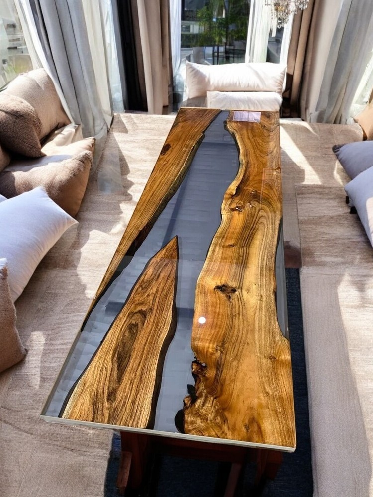 60x15 Gray Epoxy Resin Bar Counter Top Modern Dining Table Hotel Decor