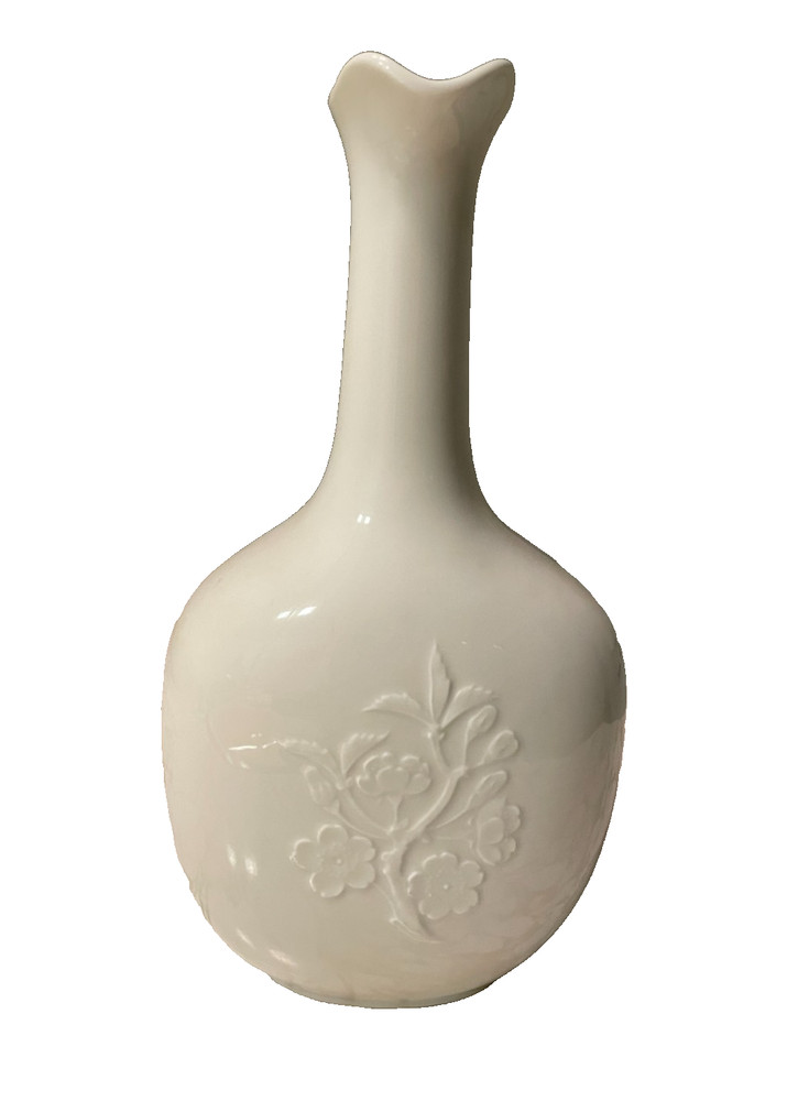 Vintage Royal Copenhagen Embossed Floral White Porcelain Bud Vase Denmark