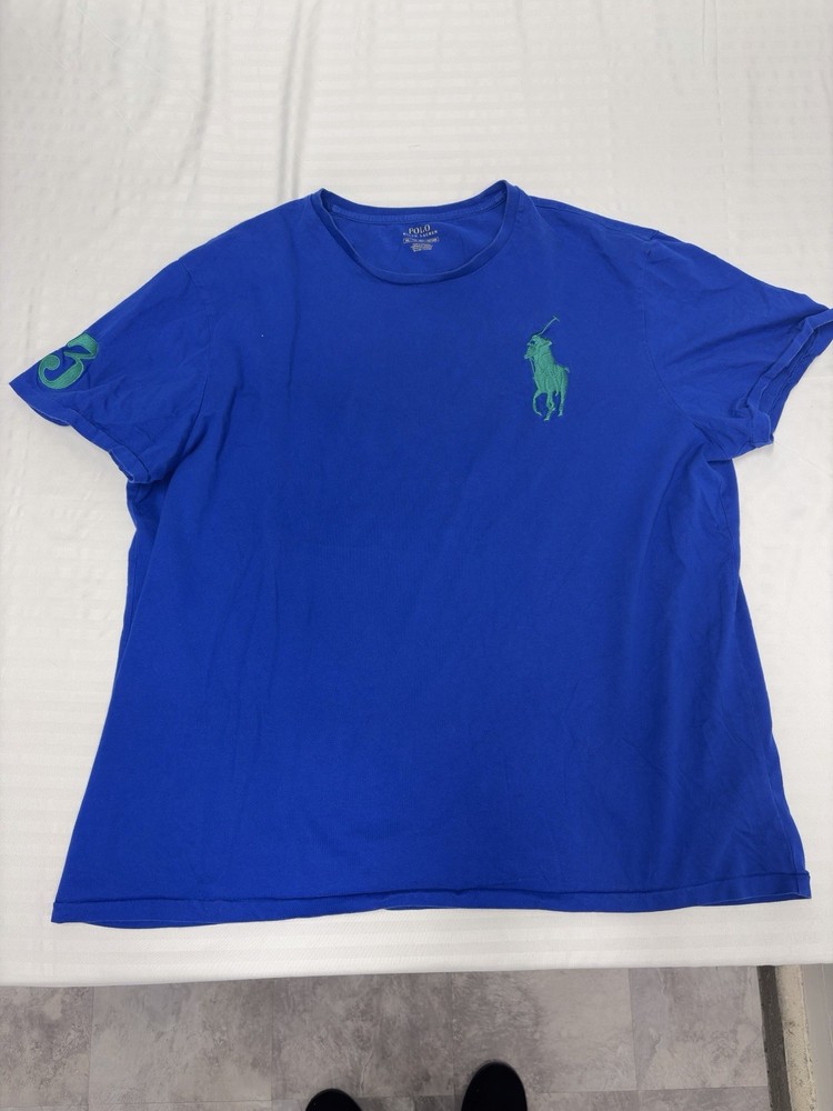 Polo Ralph Lauren Shirt Mens 2XL Blue Big Pony Logo Short Sleeve Tee Cotton