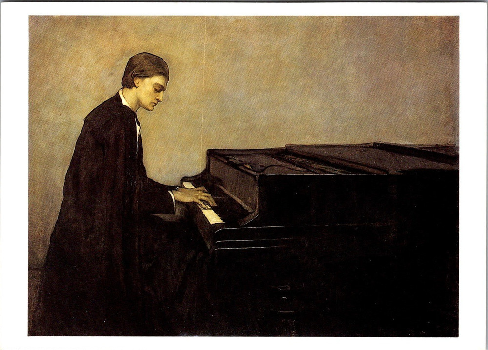 Romaine Brooks Borgatti Renata Piano 1920 Art Postcard Smithsonian Vintage [AC]