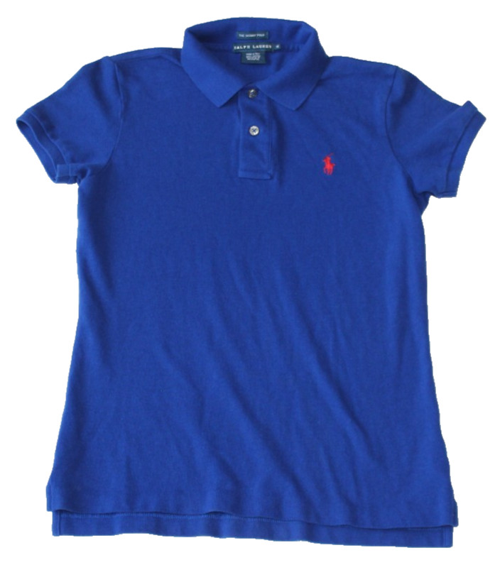 Ralph Lauren The Skinny Polo Shirt Boys' Size Medium Blue Short Sleeve Cotton