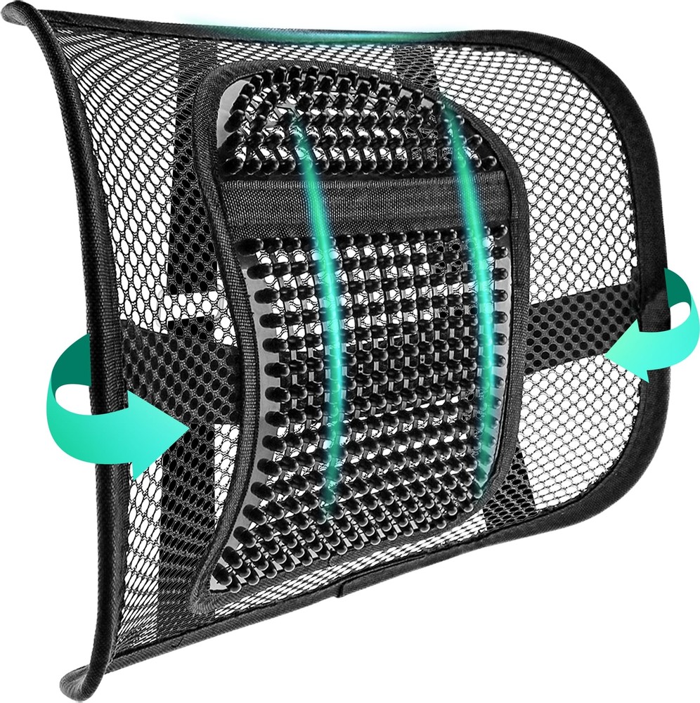 Mesh Back Lumbar Support, Back Support Seat Cushion with Breathable Mesh for ...