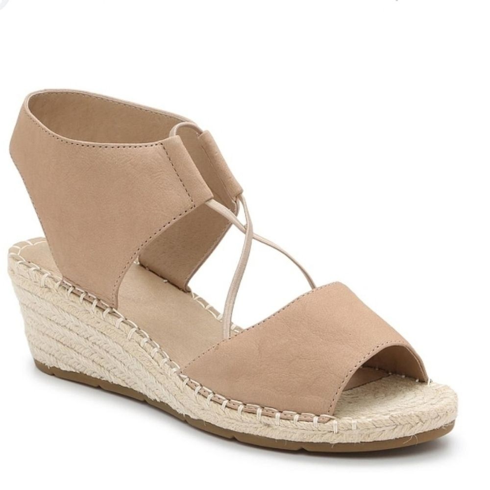 EILEEN Fisher Leather Espadrille Wedge Sandal Sz-9
