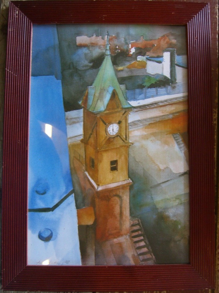 Anne Ludwig -reproduktion Pressure Church Tower Watch Colours Colourful Aquarell