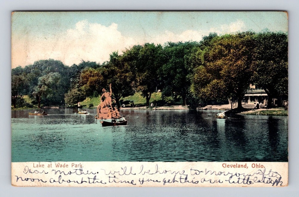 Cleveland OH-Ohio, Lake At Wade Park, Antique, Vintage c1909 Souvenir Postcard