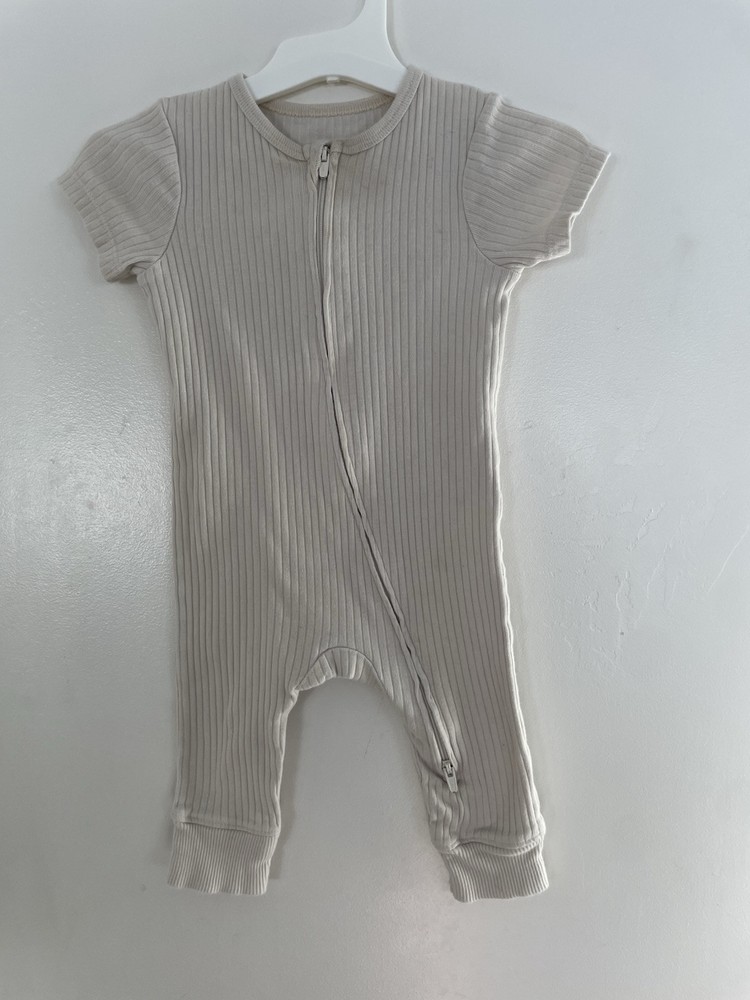 Cloud Island Baby Boys Girls Solid Beige 100% Cotton Rib-Knit Sleep & Play 3-6M