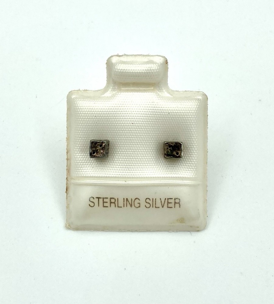 Small Stud Dice Earrings - Silver Tone Lucky