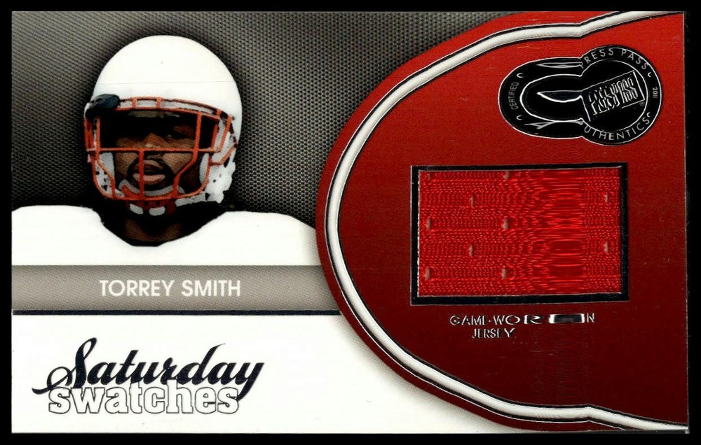 2011 Press Pass Legends #SSW-TS Torrey Smith Saturday Swatches Silver MEM