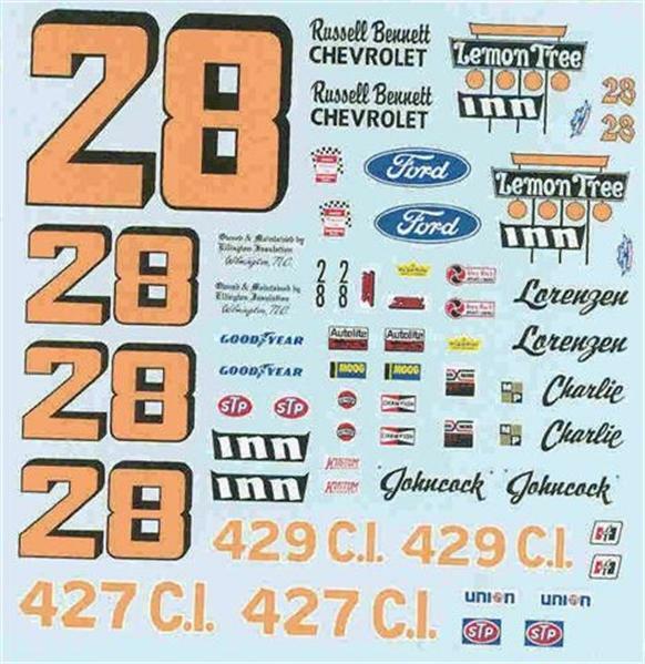 Ace #28 Lemon Tree Inn 1972 1/25 Nascar decal