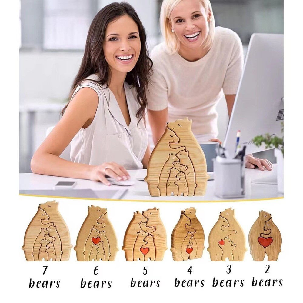 Name Puzzle Montessori Busy Board forKids Personalized Wooden Bear Family Puzzle
