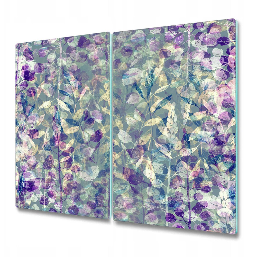 Glass Chopping Board Imprints Herbs | Nature Violet Exotic Leaves | 2x30x52