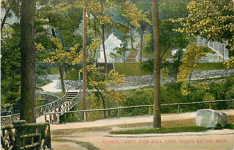 MI, Grand Rapids, Michigan, John Ball Park, Animal Cages, A.C. Bosselman No 9427