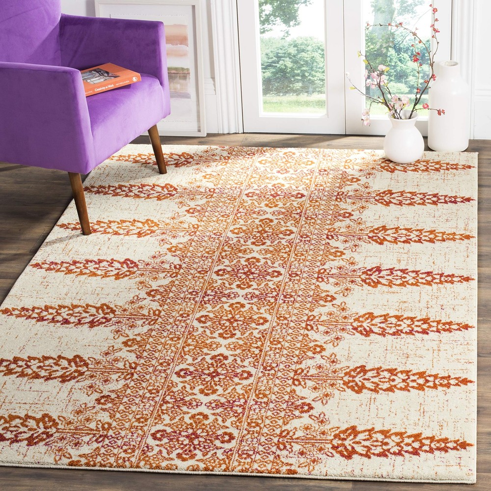Boho Ivory Gold 3x5 Non-Shedding Area Rug for Living Room Bedroom Evoke Collection EVK521R