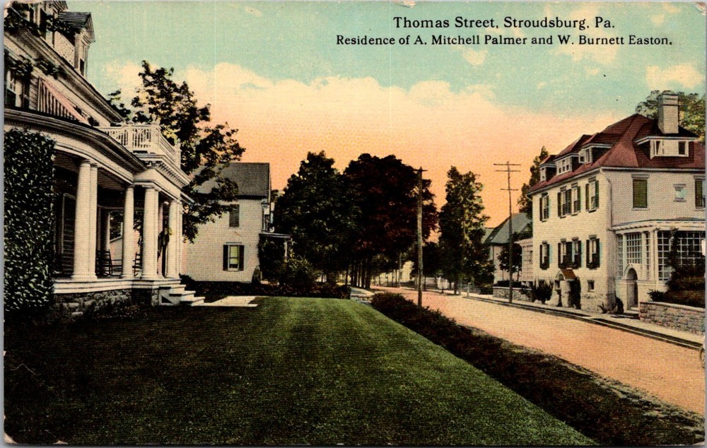 View of Thomas Street, Stroudsburg PA Palmer and Easton Residences Postcard V32