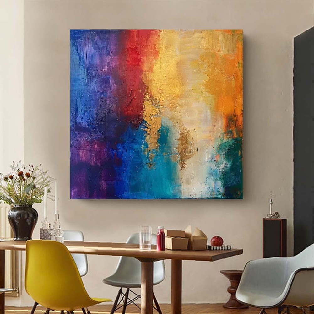 Large Yellow Abstract Painting Canvas Painting Modern artwork Living Room purple