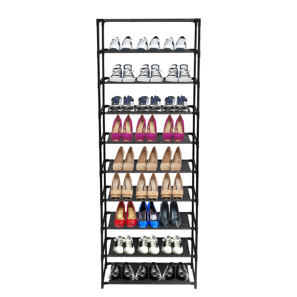 10 layer stackable shoe rack - metal frame can accommodate 50 pairs of shoes-image