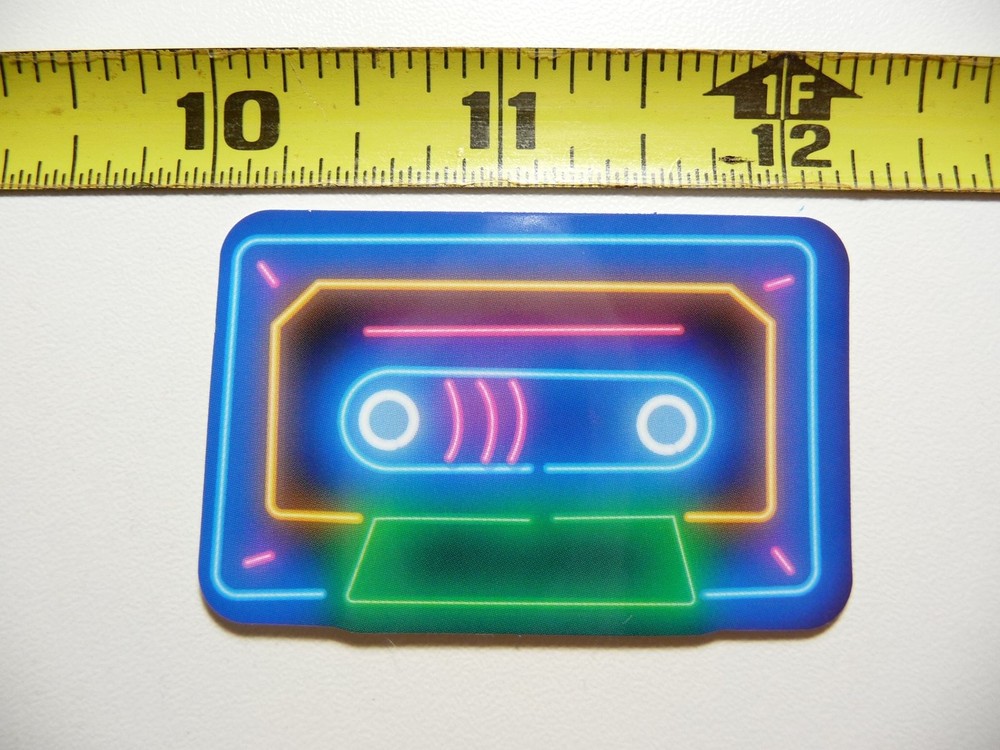 80s Neon Loose Cassette Music Sticker Decal Fun Playful Colorful Design